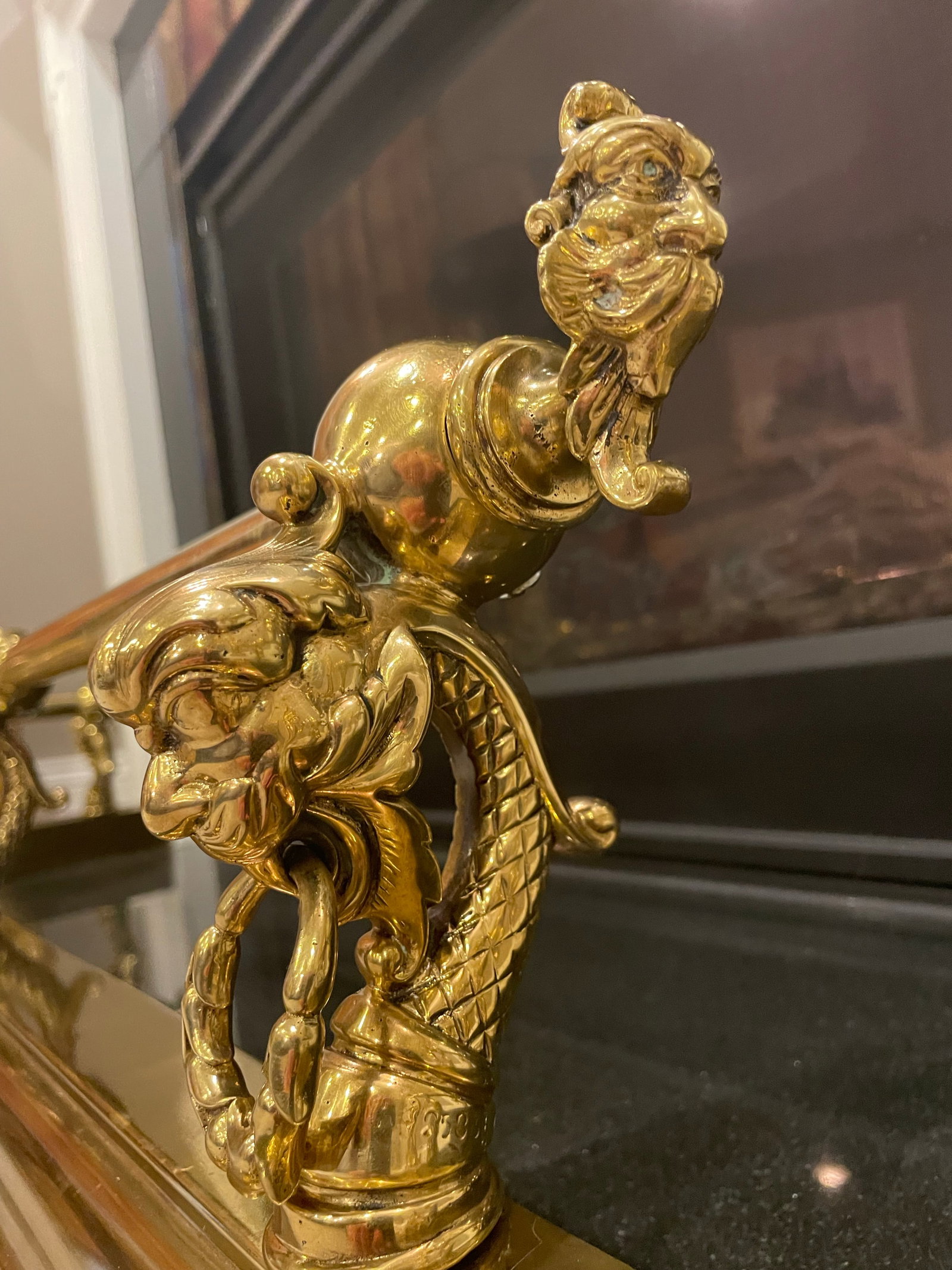 Antique Brass Fireplace Fender - 2
