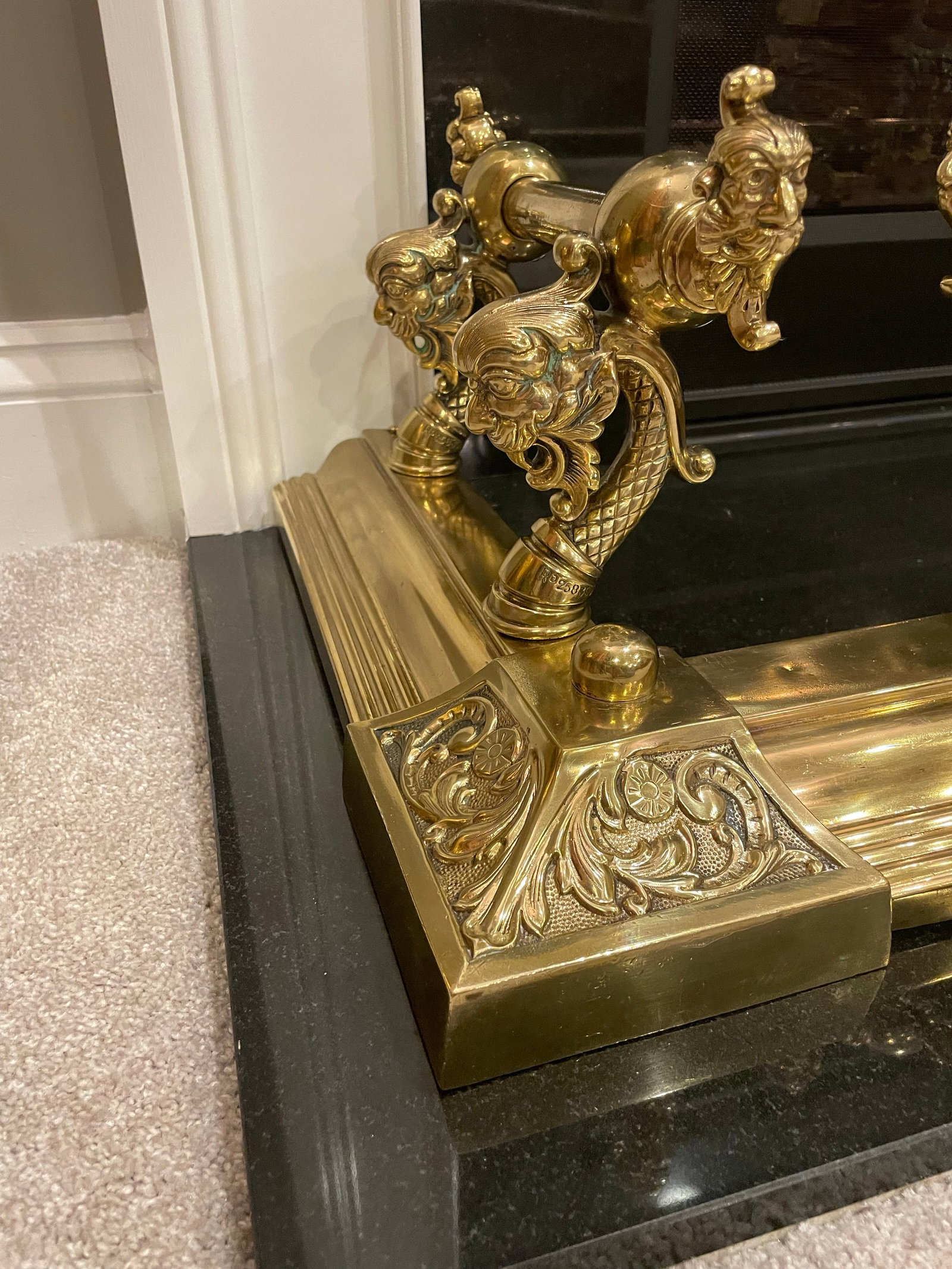 Antique Brass Fireplace Fender - 6