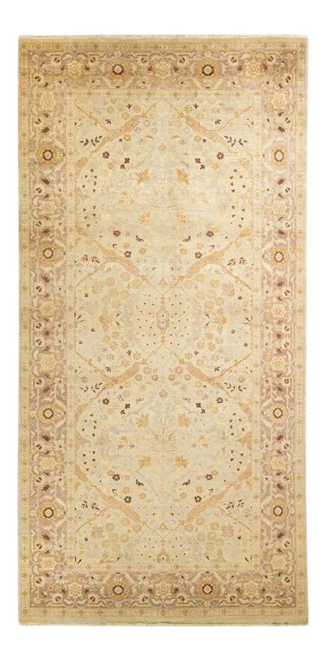 Mogul Collection Hand-Knotted Area Rug - Ivory 6' 2" x 12' 3": With understated palettes and allover designs, the rugs in the Mogul Collection will bring timeless sophistication to any room. Influenced by a spectrum of Turkish, Indian, and Persian designs, the