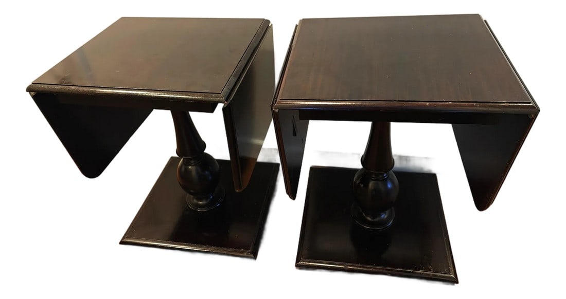 Thomas O'Brien Davis Mahogany Drop Leaf Side Tables - A Pair (1 of 11)