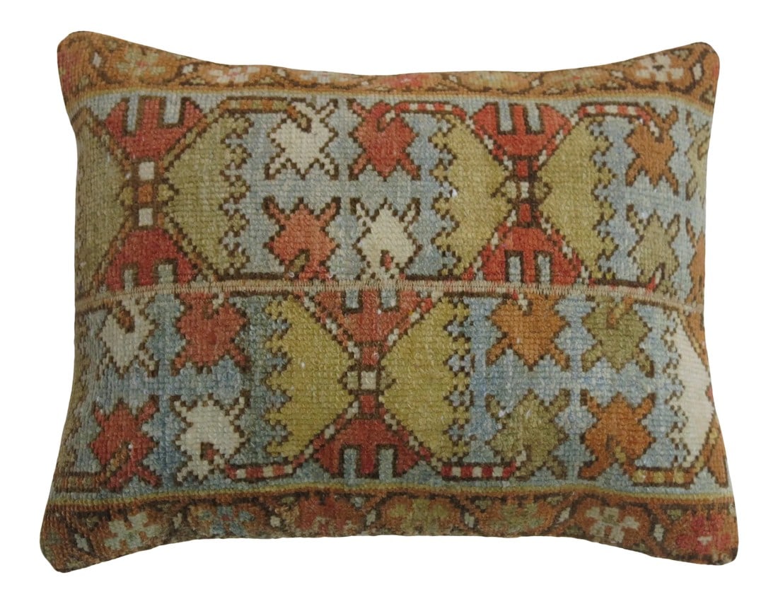 Traditional Rug Pillow: One-of-a-kind Pillow made from a vintage persian rug with cotton back. Zipper closure and foam insert provided. 15'' x 20'' Condition: Alterations: Original Design Modified Imperfections: Some