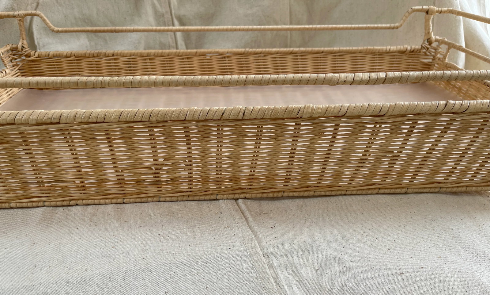 Vintage Rectangle Wicker Basket W/Plastic Insert - 5