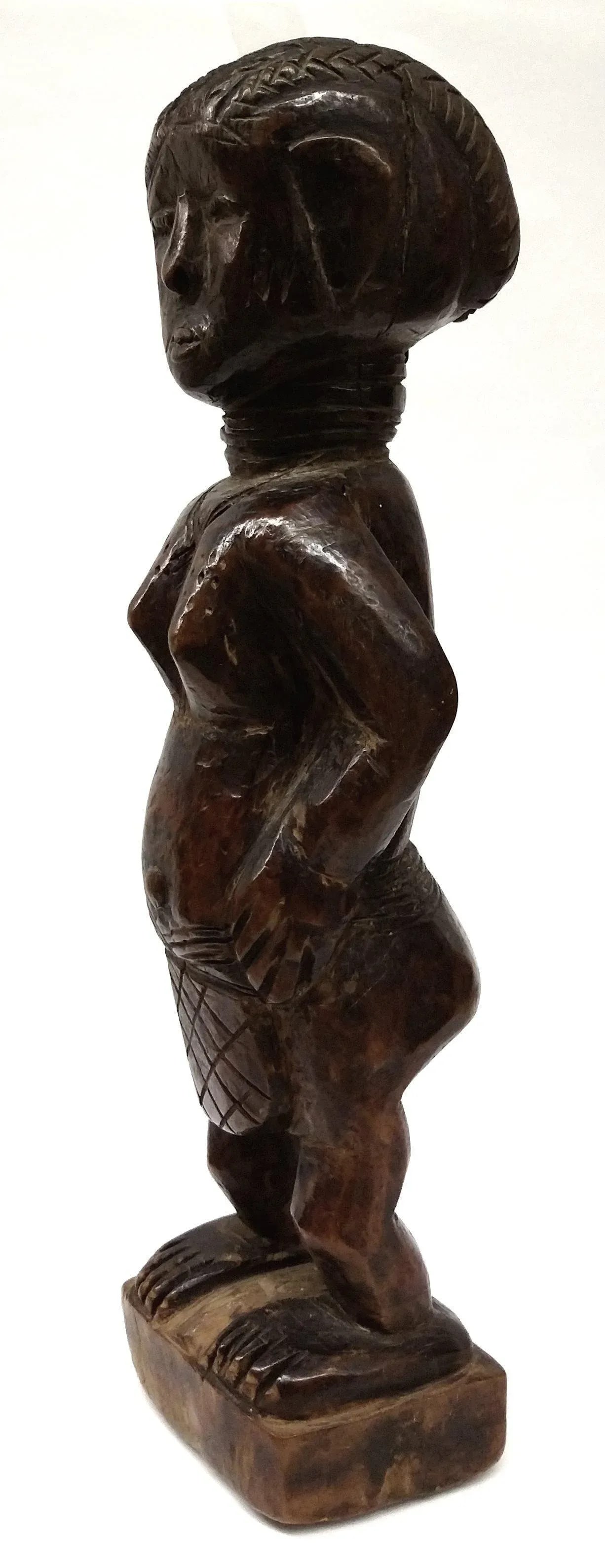 Antique African Tribal Primitive Wood Female Figure Carved Ashanti - 2