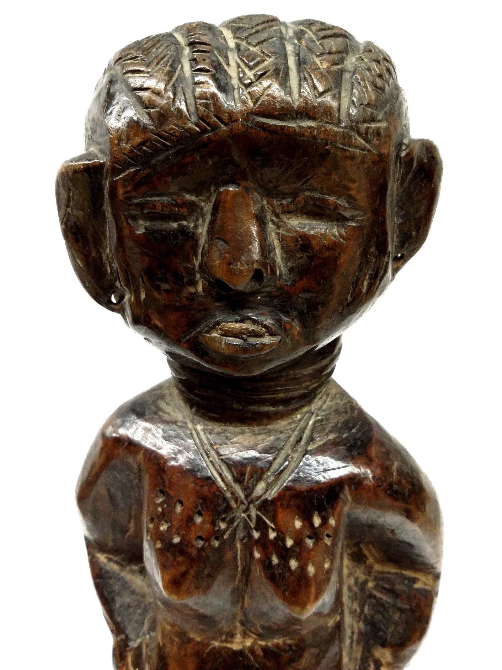 Antique African Tribal Primitive Wood Female Figure Carved Ashanti - 4