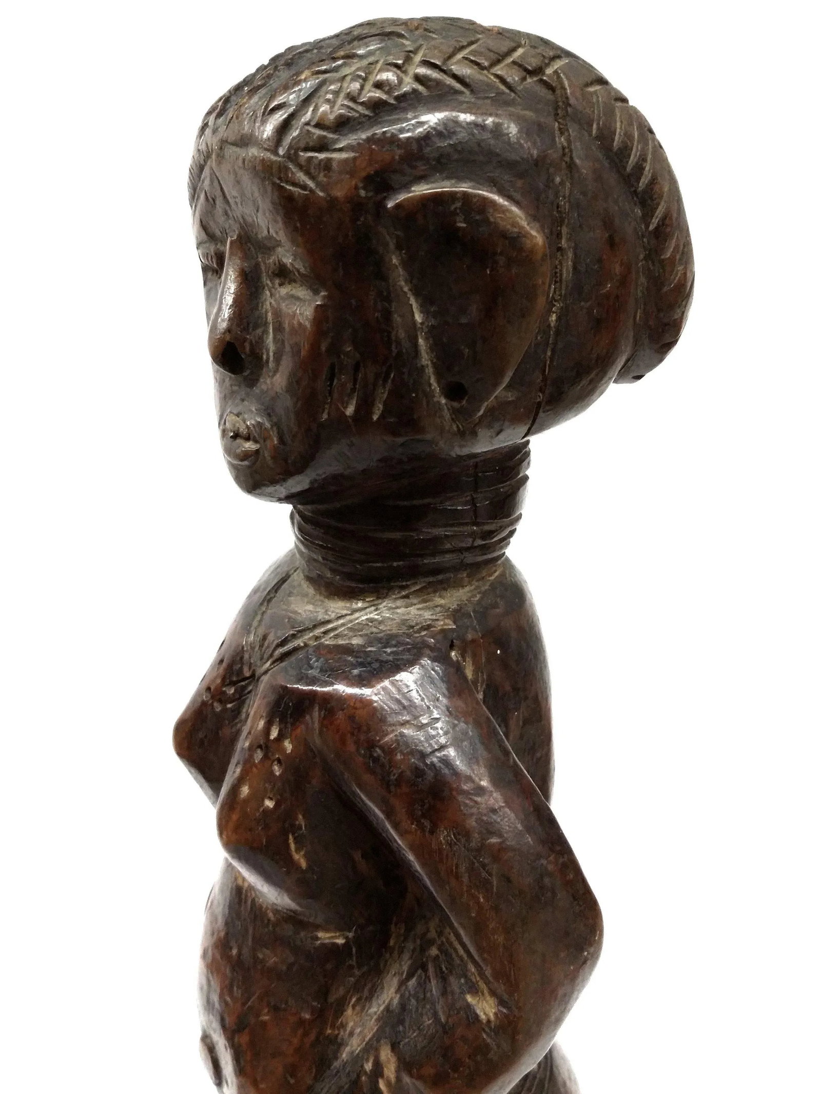 Antique African Tribal Primitive Wood Female Figure Carved Ashanti - 5