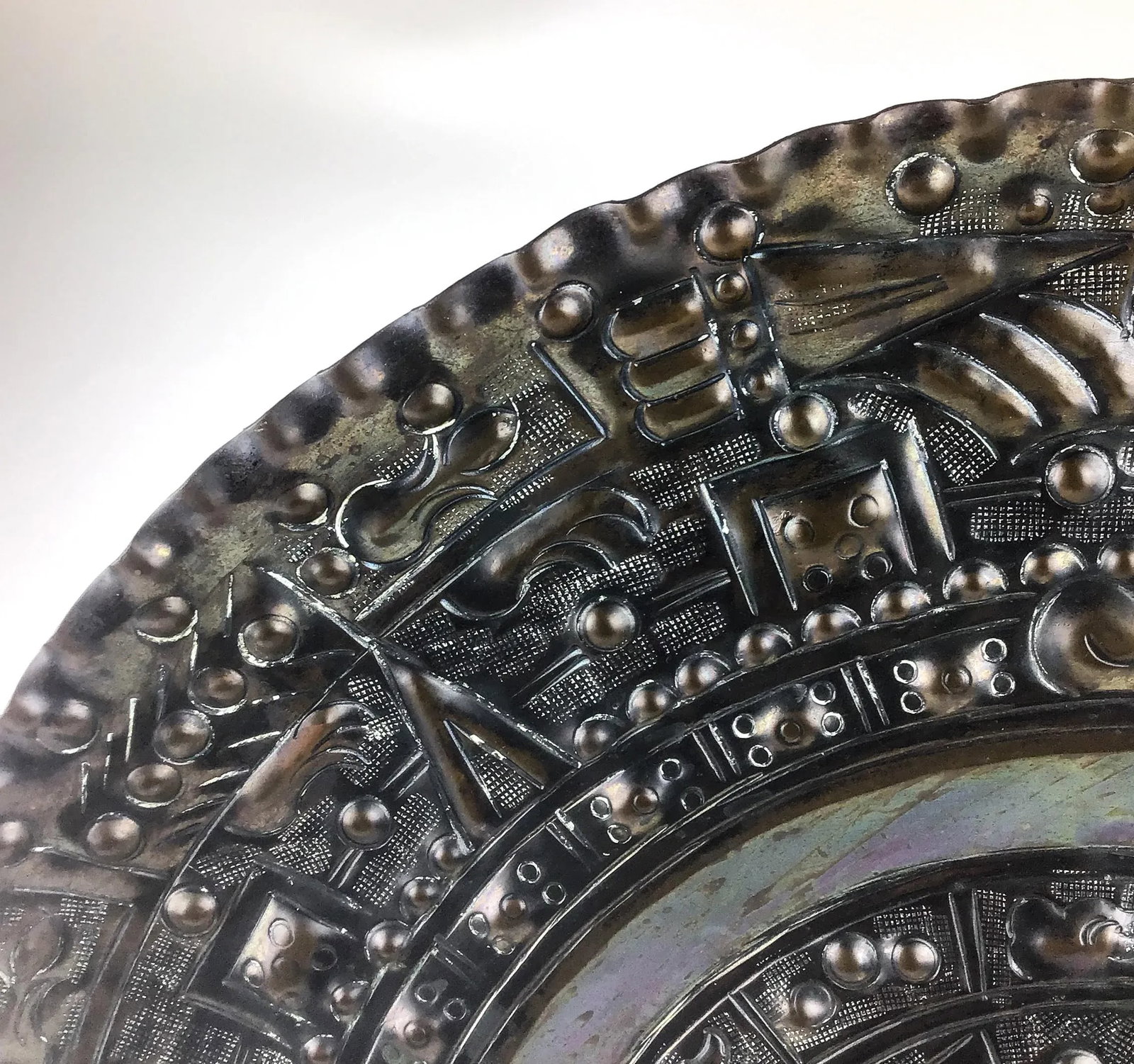 Vintage Hand Hammered Solid Copper Sun God Hanging Wall Plate - 5