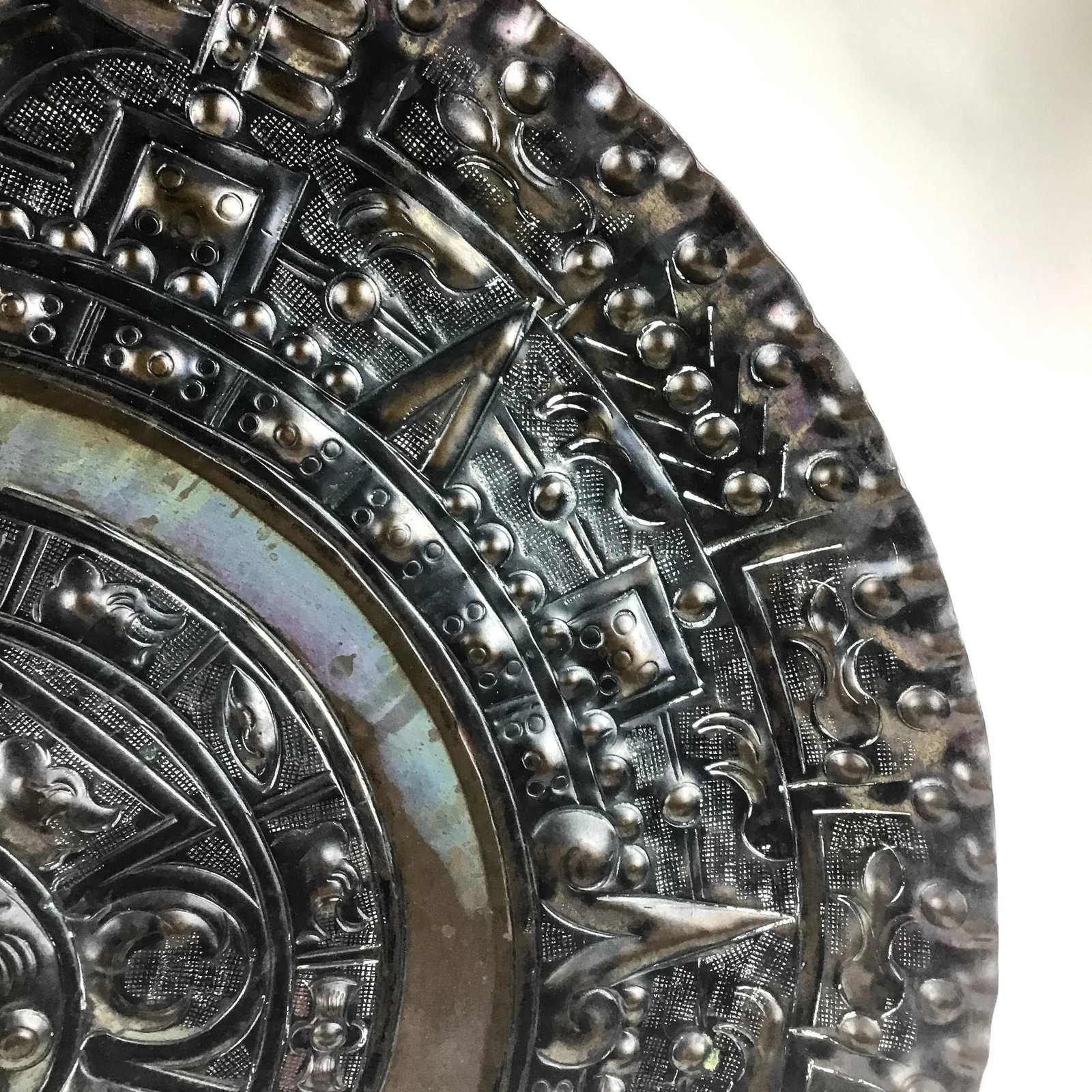 Vintage Hand Hammered Solid Copper Sun God Hanging Wall Plate - 6