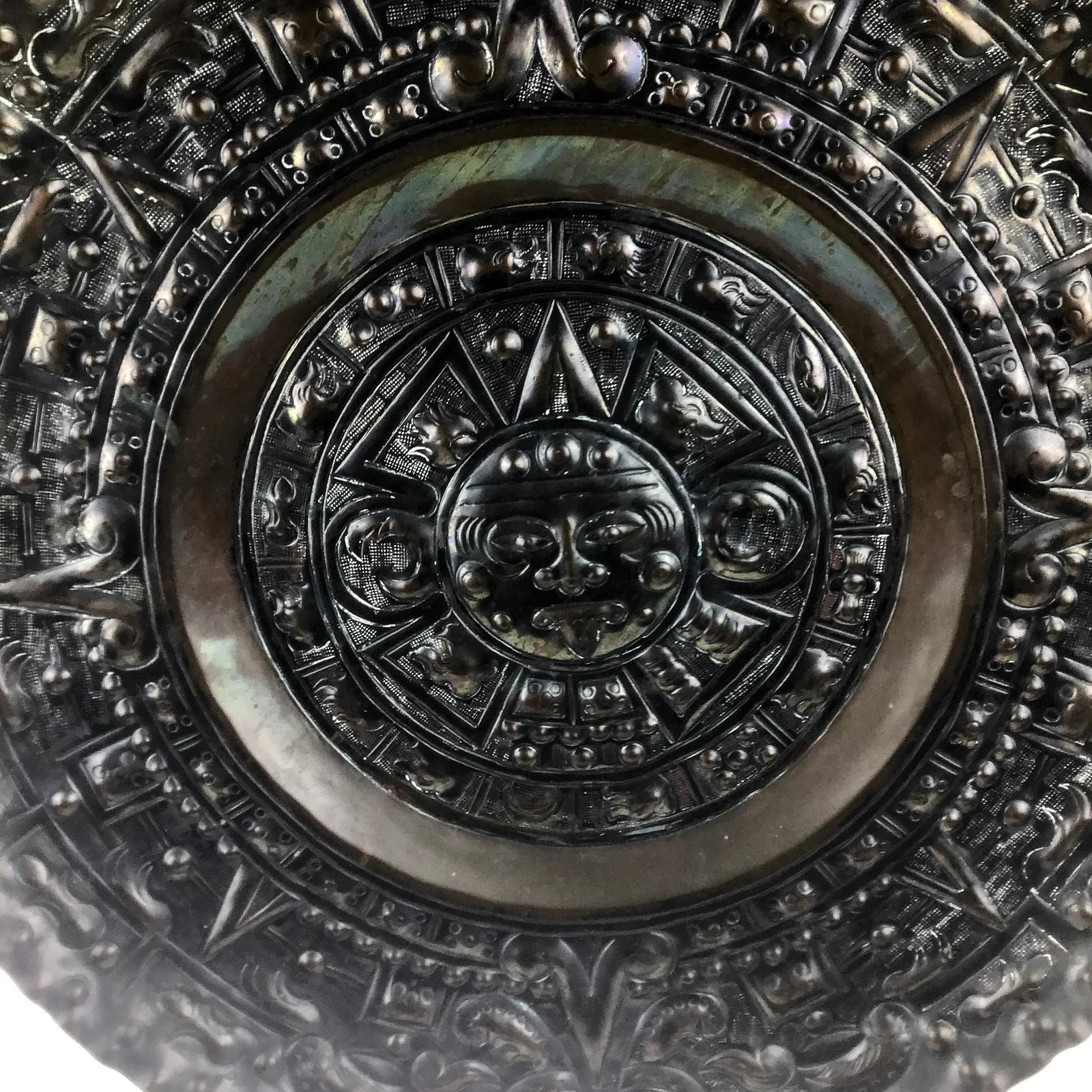 Vintage Hand Hammered Solid Copper Sun God Hanging Wall Plate - 7