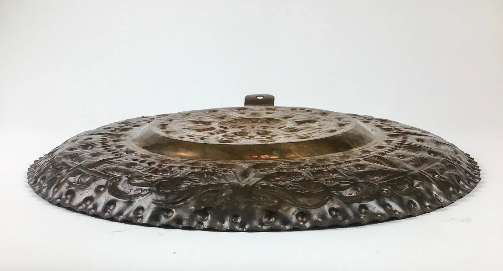 Vintage Hand Hammered Solid Copper Sun God Hanging Wall Plate - 9