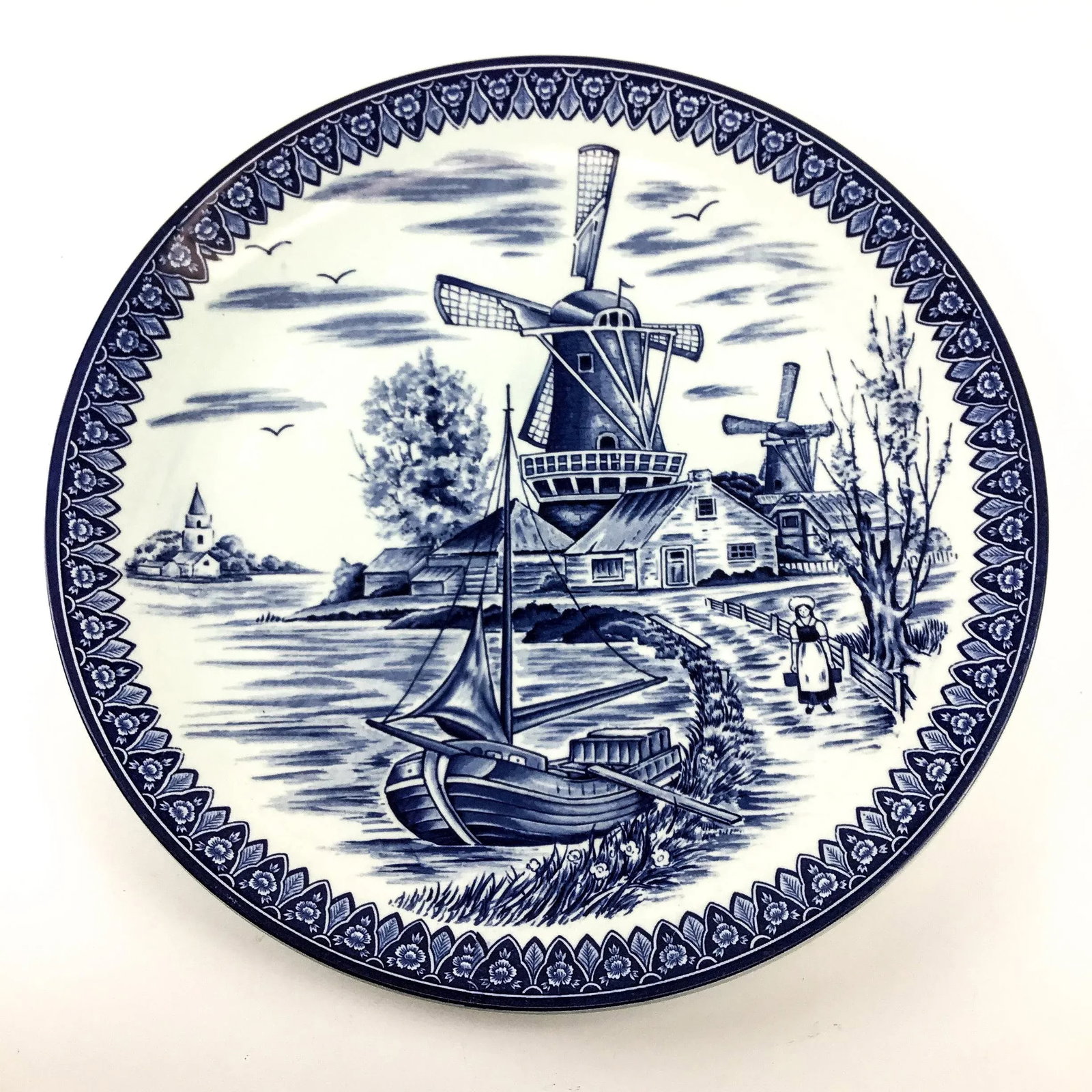 Large Vintage Porcelain Delftware Plate - 12