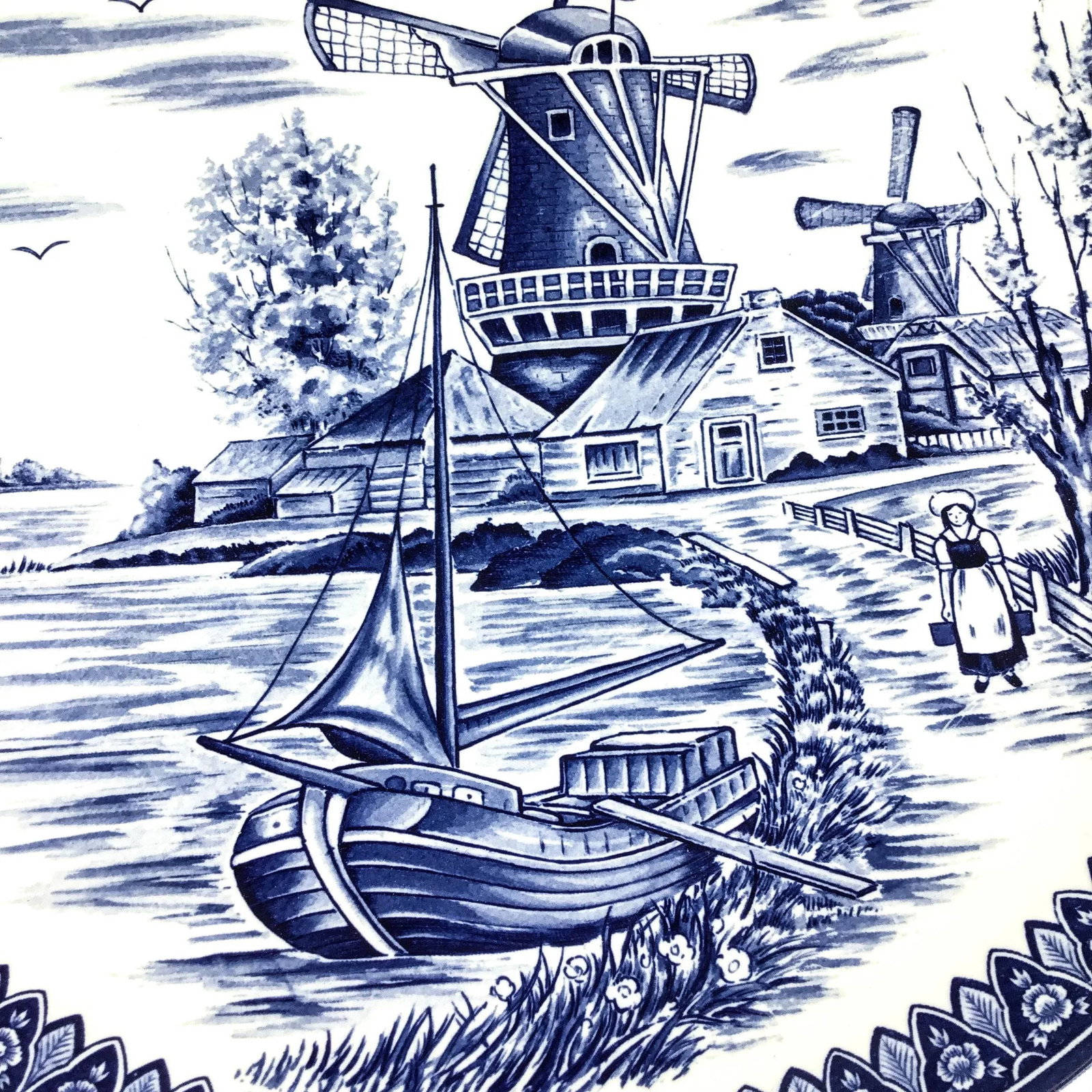 Large Vintage Porcelain Delftware Plate - 5