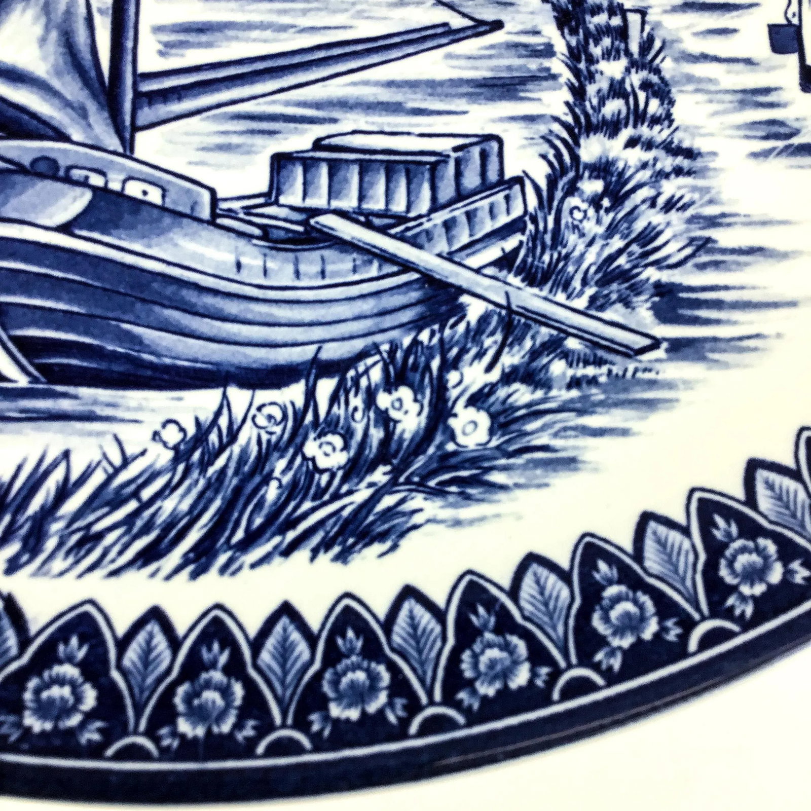 Large Vintage Porcelain Delftware Plate - 8