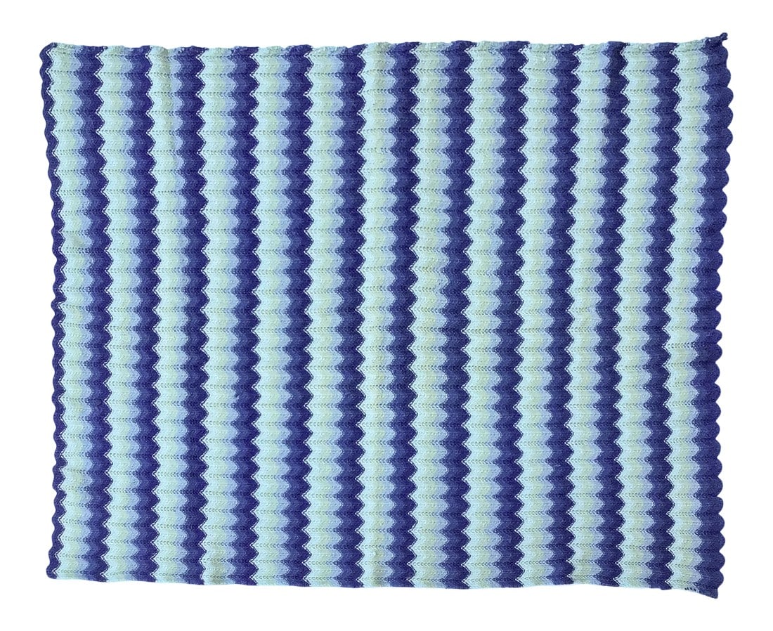 Vintage Wool Hand Knitted Chevron Design Throw: Very nice and beautiful colorful wool throw. Has been lovingly stored away for decades in a plastic bin away from dust and light. Clean and ready to use. We love that this throw looks great with