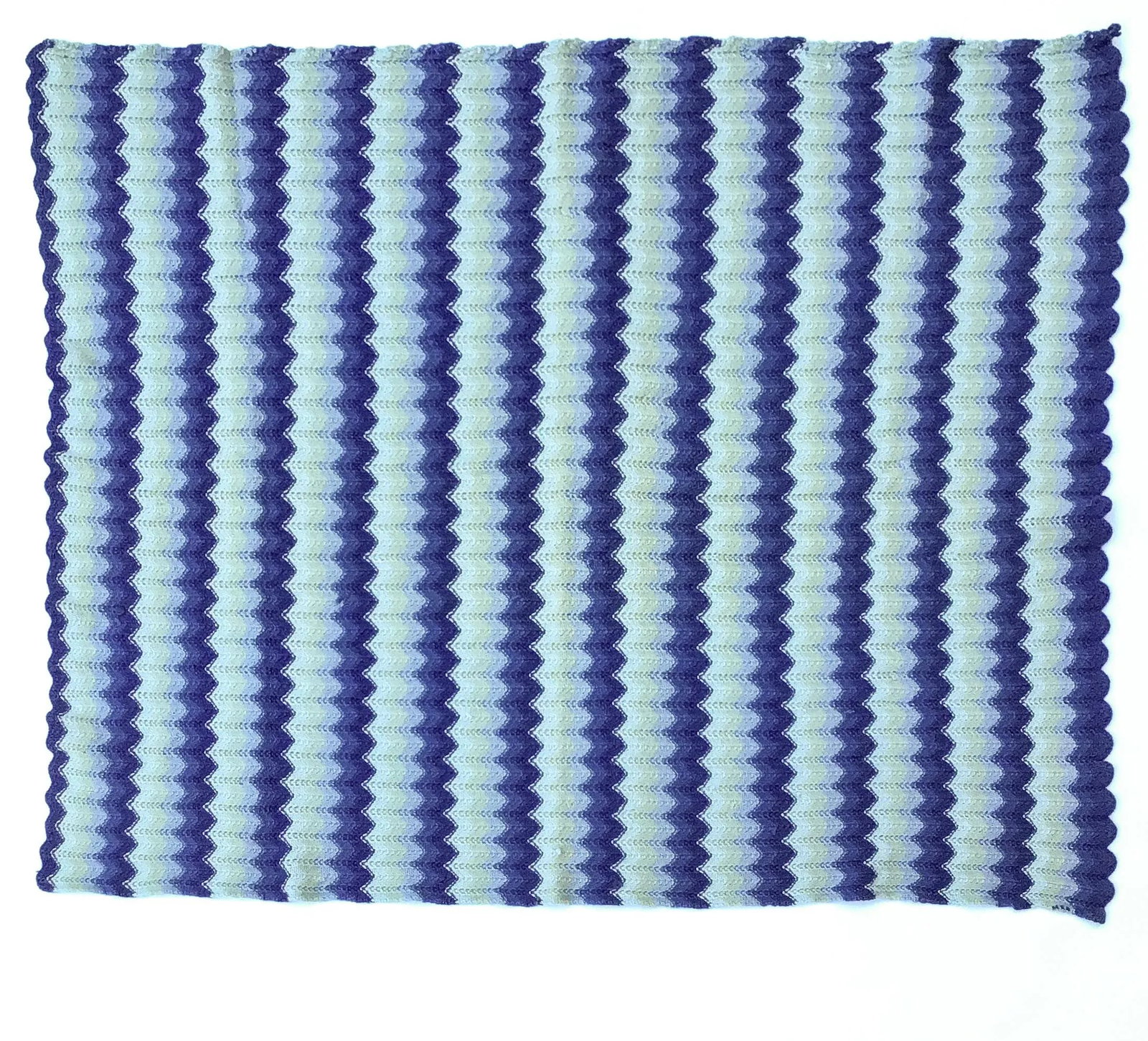 Vintage Wool Hand Knitted Chevron Design Throw - 8