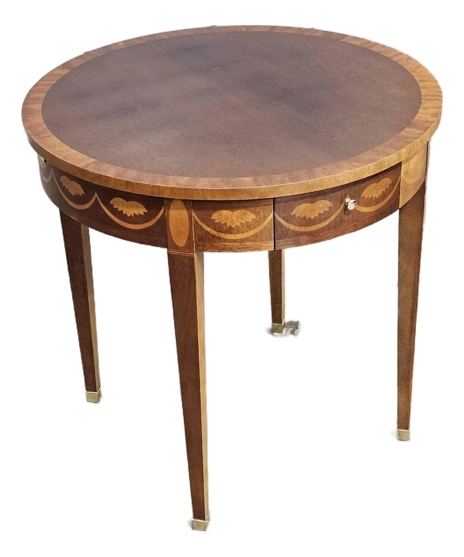Late 20th Century Baker Federal Style Inlaid Mahogany Round Side Table (1 of 16)