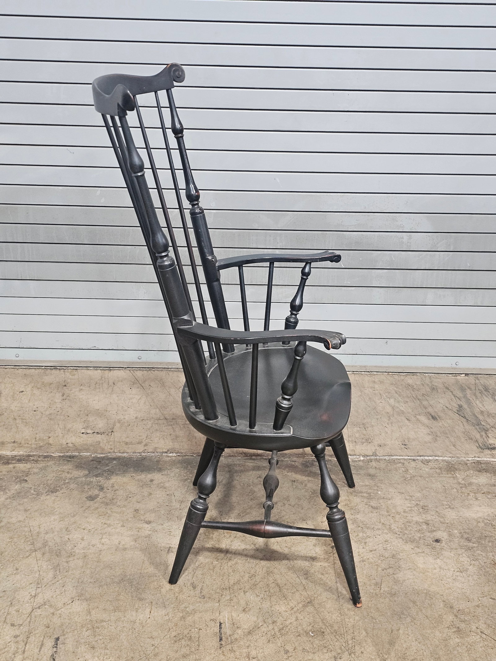 d.r. Dimes Black Fan Back Carved Windsor Arm Chair Bench Made New Hampshire - 10