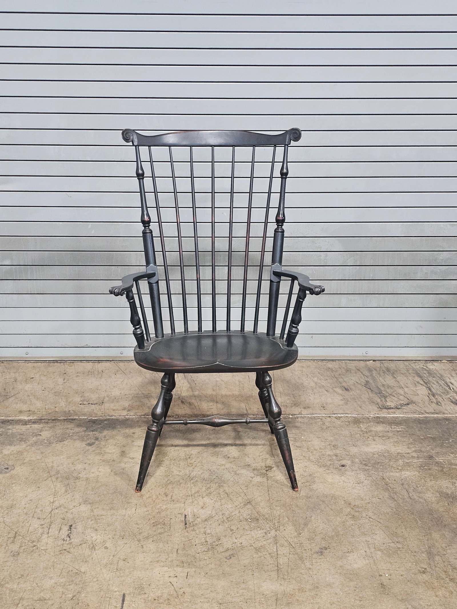 d.r. Dimes Black Fan Back Carved Windsor Arm Chair Bench Made New Hampshire - 5