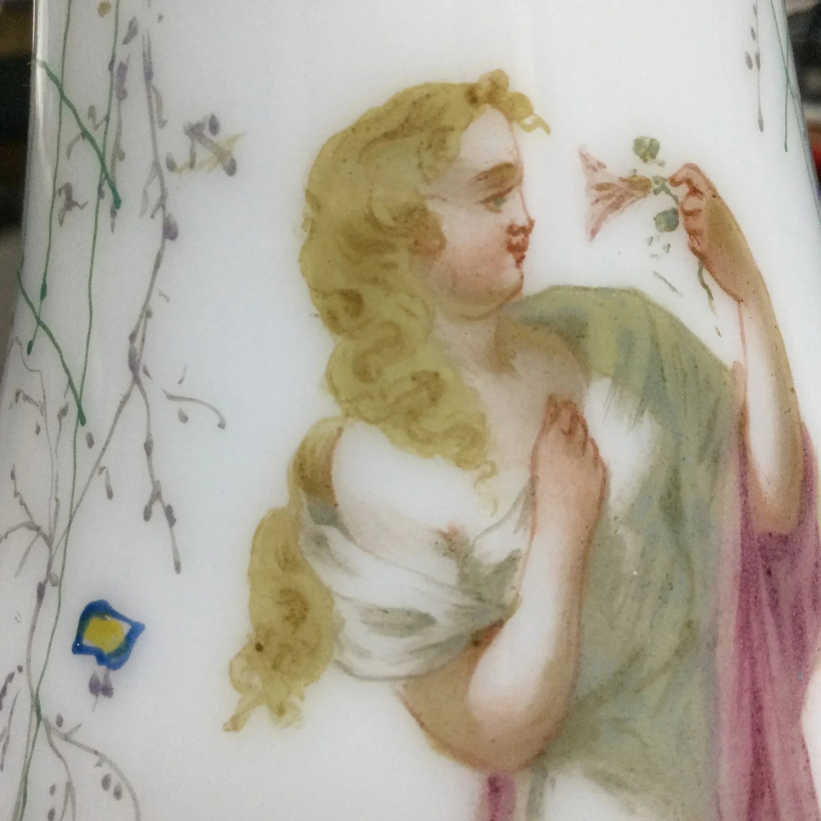 Victorian Hand Painted Glass Table Lamp - 4