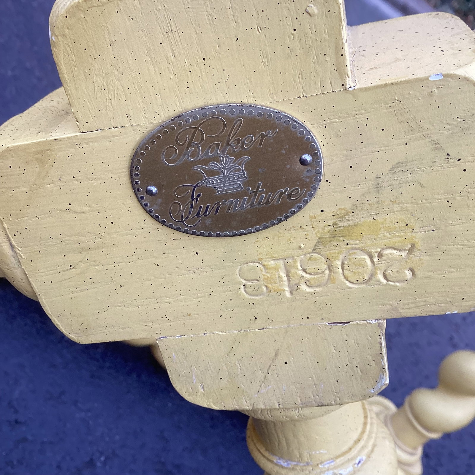 Vintage Baker Furniture Scalloped Golden Yellow Coffee Table With Brass and Glass Top – 44" - 3