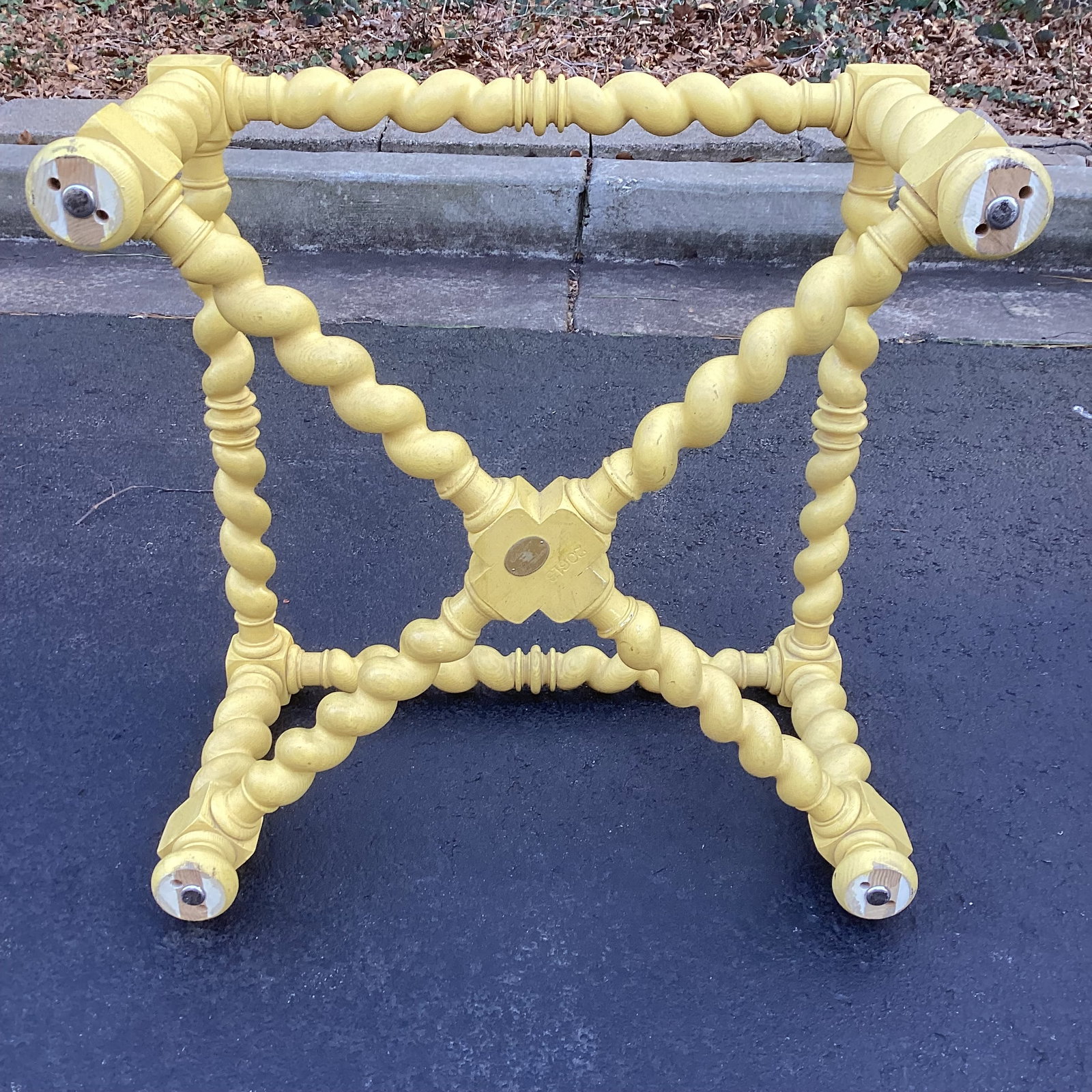 Vintage Baker Furniture Scalloped Golden Yellow Coffee Table With Brass and Glass Top – 44" - 7