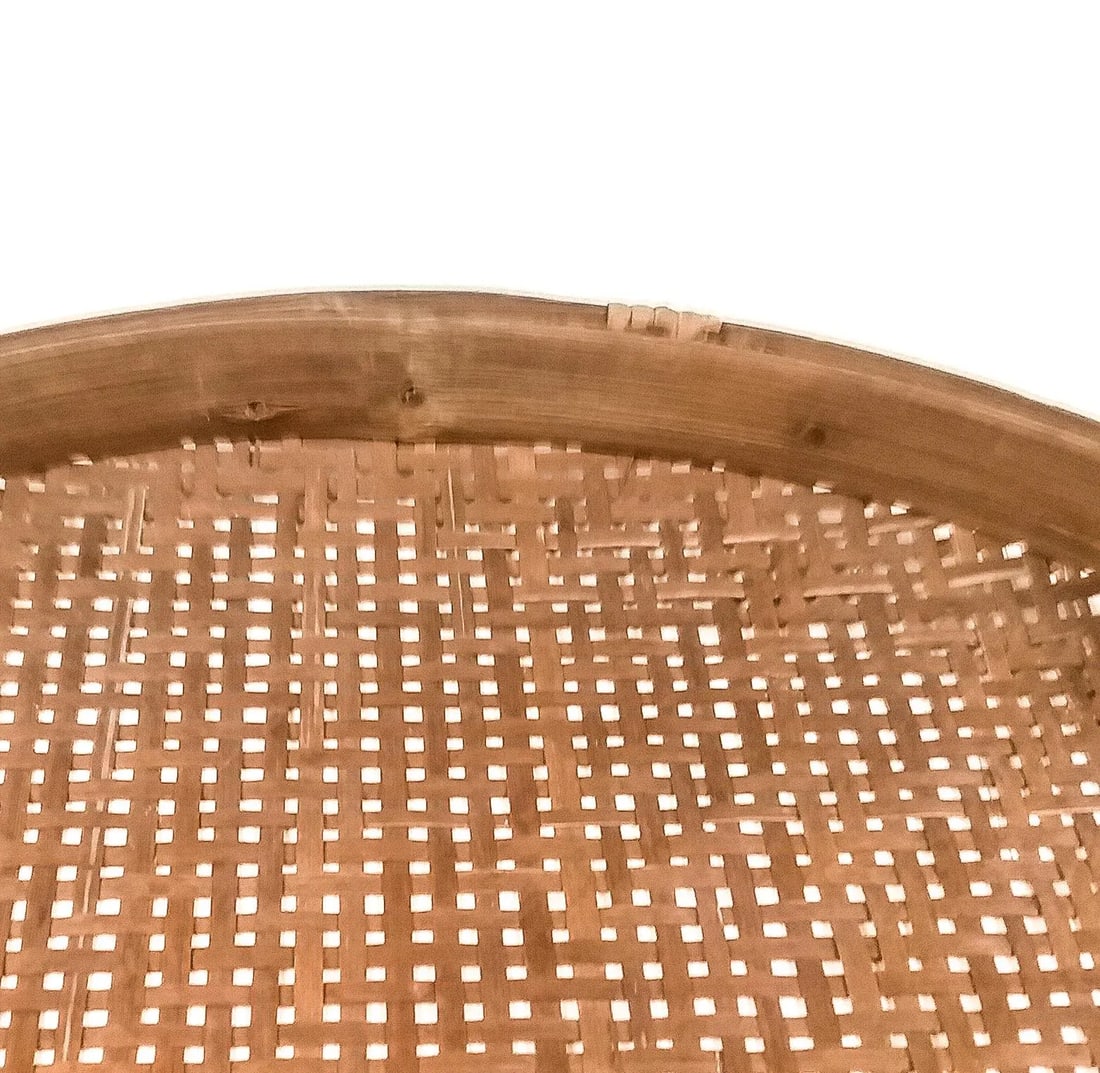 Antique Rattan Woven Basket Lid Wall Art - 4