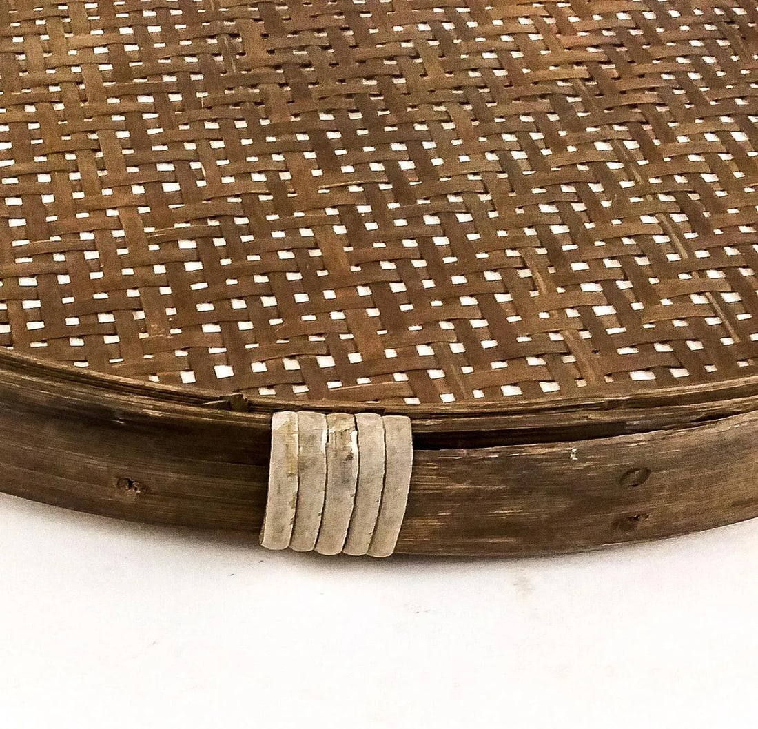 Antique Rattan Woven Basket Lid Wall Art - 8