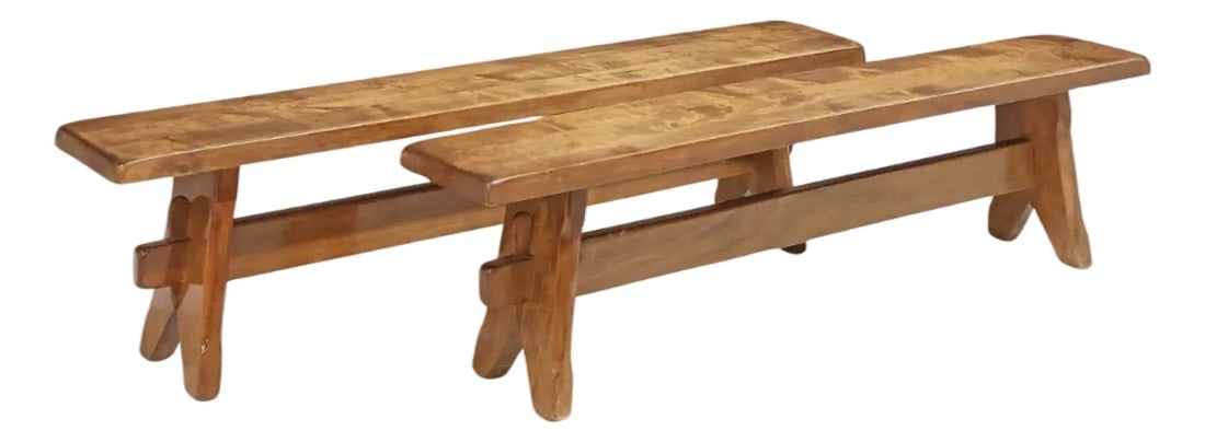 Pair of Vintage French Walnut Benches (1 of 7)