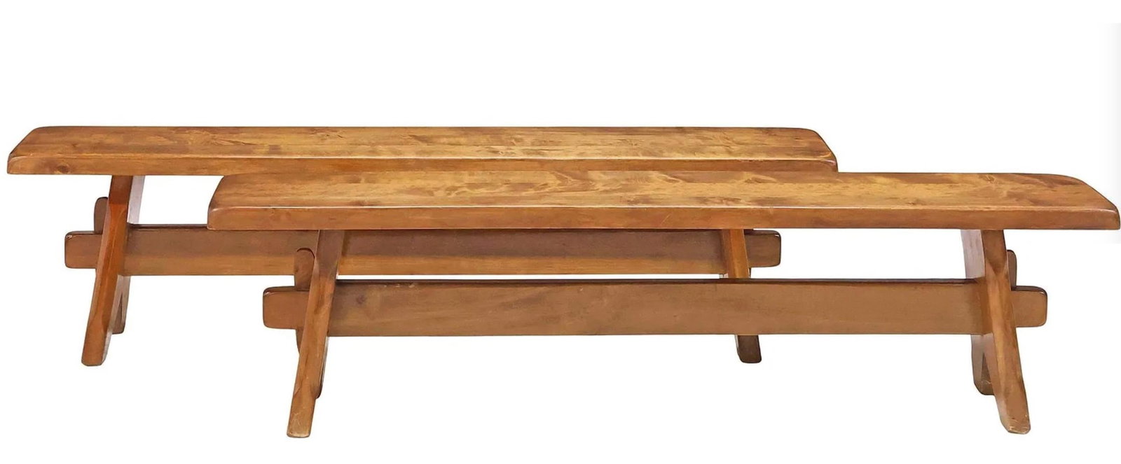 Pair of Vintage French Walnut Benches - 2