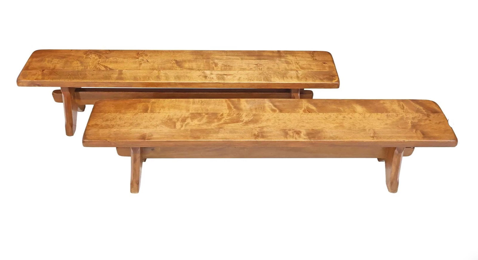 Pair of Vintage French Walnut Benches - 4