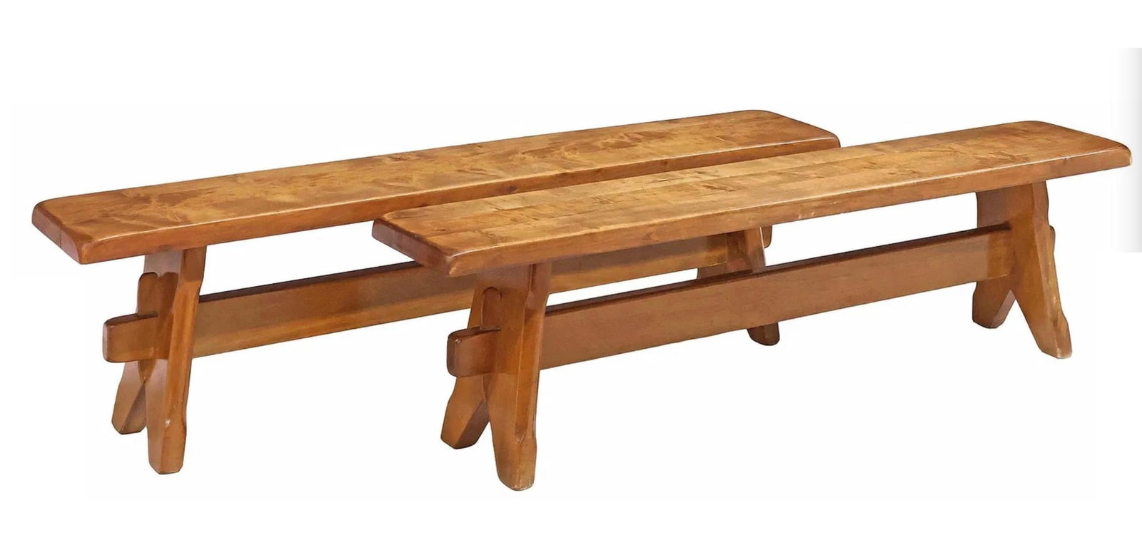 Pair of Vintage French Walnut Benches - 5