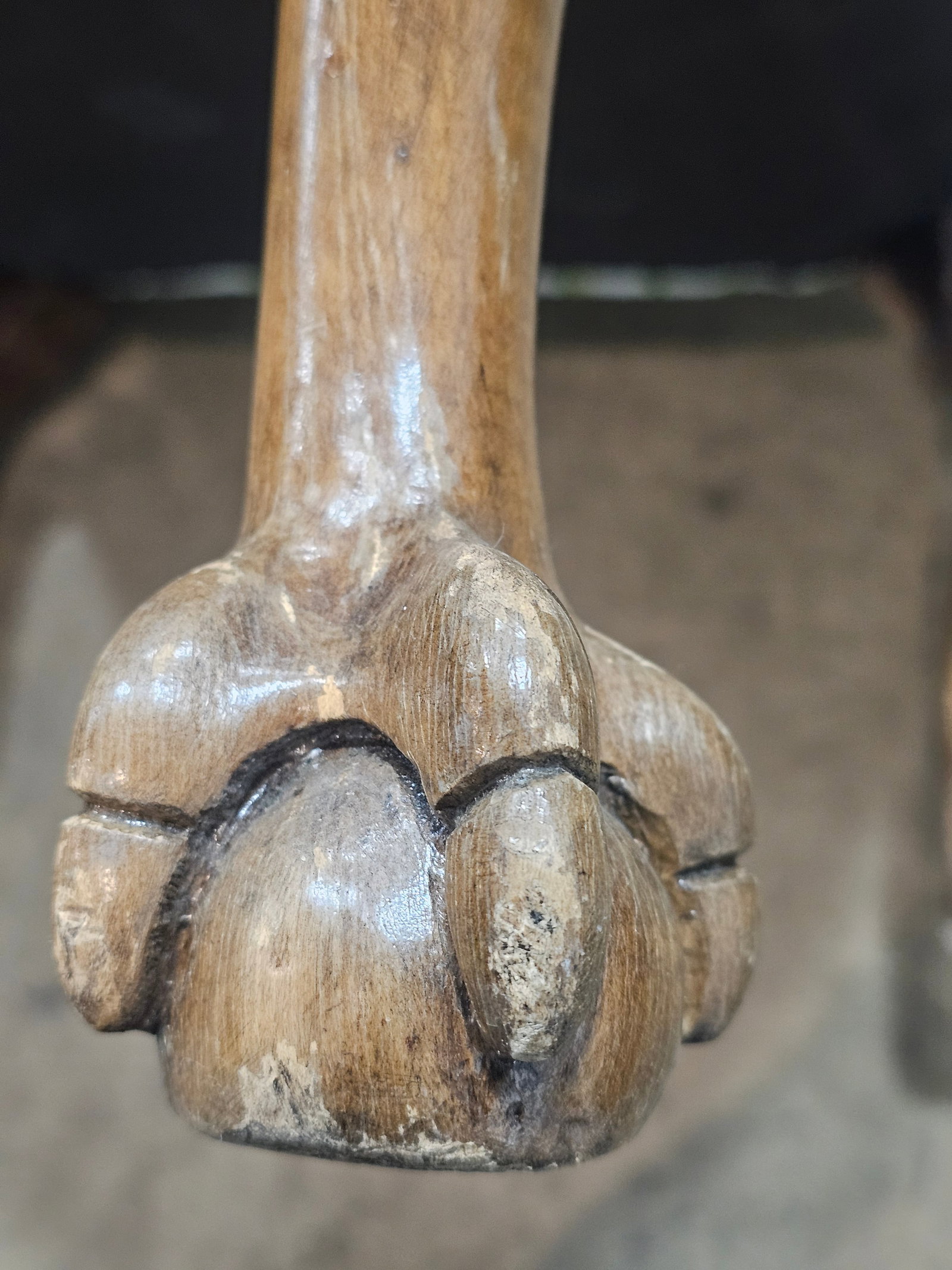 Early 20th Century Chippendale Mahogany Wing Chair Carved Ball & Claw Feet Needpoint Fabric - 10