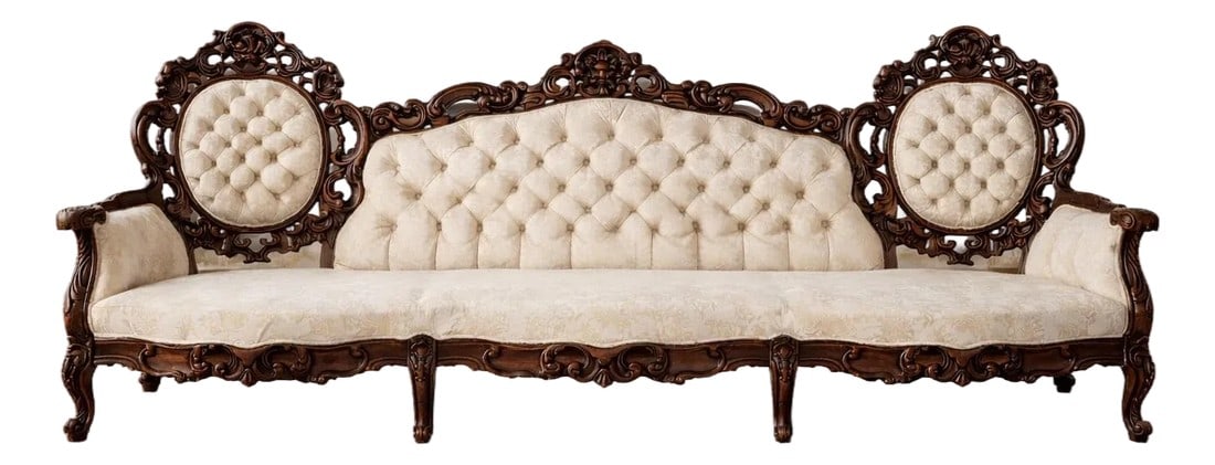 Antique Victorian Rococo Carved Walnut Sofa – 93" – Reupholstery-Ready Designer Frame (1 of 10)