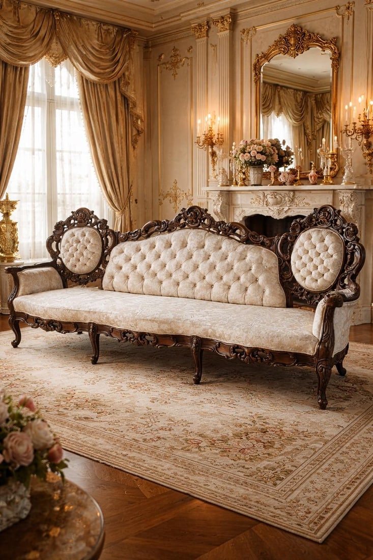 Antique Victorian Rococo Carved Walnut Sofa – 93" – Reupholstery-Ready Designer Frame - 2