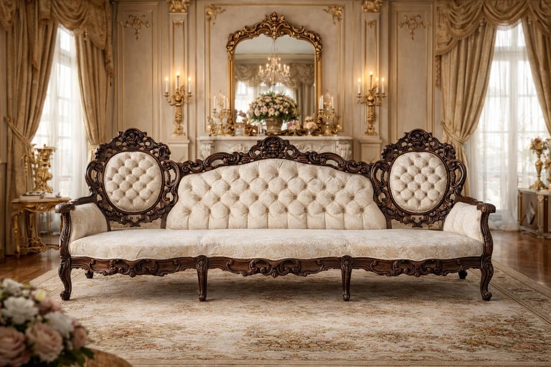 Antique Victorian Rococo Carved Walnut Sofa – 93" – Reupholstery-Ready Designer Frame - 3