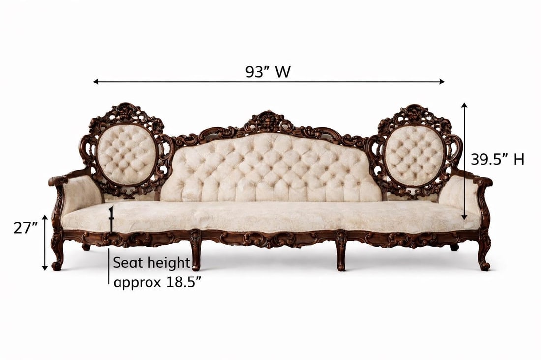 Antique Victorian Rococo Carved Walnut Sofa – 93" – Reupholstery-Ready Designer Frame - 4