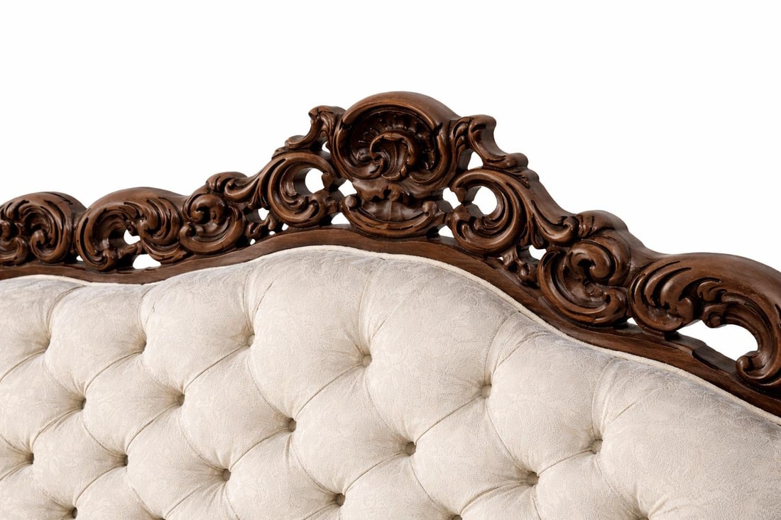 Antique Victorian Rococo Carved Walnut Sofa – 93" – Reupholstery-Ready Designer Frame - 9