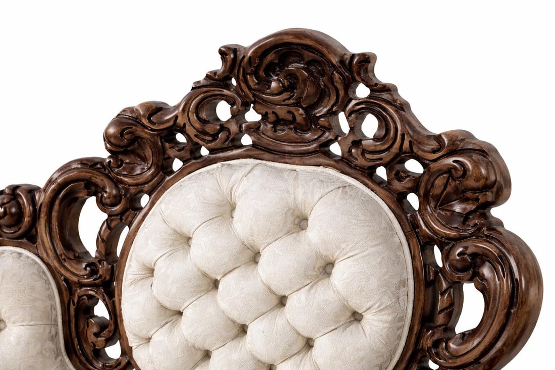 Antique Victorian Rococo Carved Walnut Settee – 66" – Reupholstery-Ready Designer Frame - 5