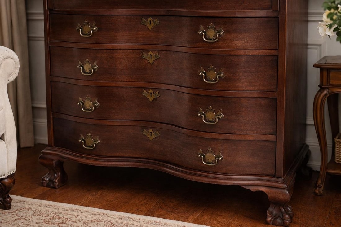 1930s–1940s Northwestern Furniture Co. Mahogany Serpentine Secretary Bookcase Desk - 9