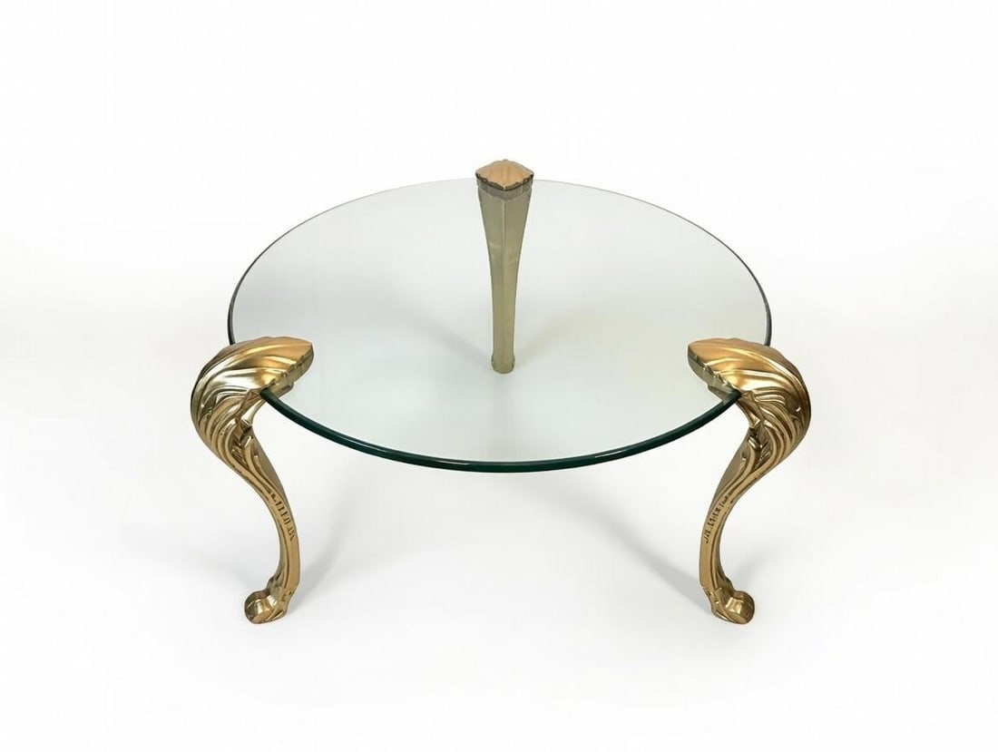 1970s Chapman Manufacturing Brass and Glass Coffee Table and Side Tables Set - 3 Pieces - 2