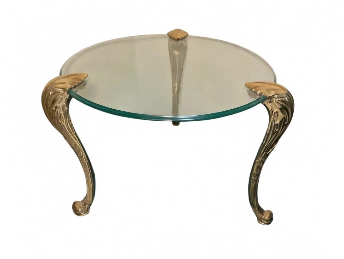 1970s Chapman Manufacturing Brass and Glass Coffee Table and Side Tables Set - 3 Pieces - 3