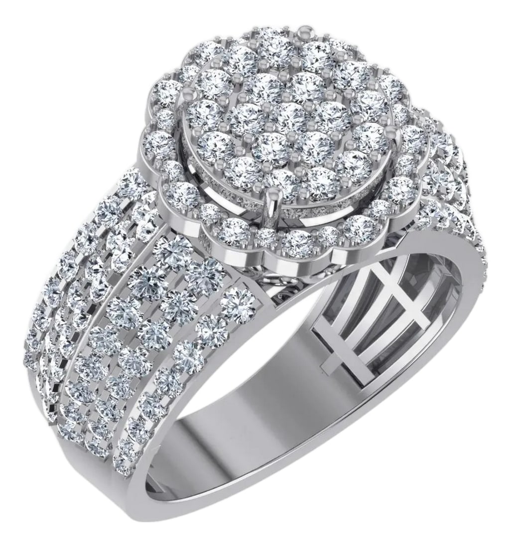 10K White Gold Round Diamond Floral Sz 7 Head Ladies Ring 2 Cttw, Size 7: This 10K White Gold Round Diamond Floral Sz 7 Head Ladies Ring 2 Cttw is a refined diamond ring crafted in premium yellow gold and set with brilliant-cut diamonds. Designed for engagements, anniversar