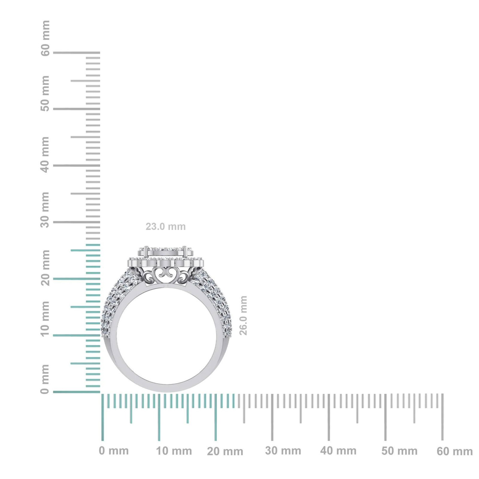 10K White Gold Round Diamond Floral Sz 7 Head Ladies Ring 2 Cttw, Size 7 - 2
