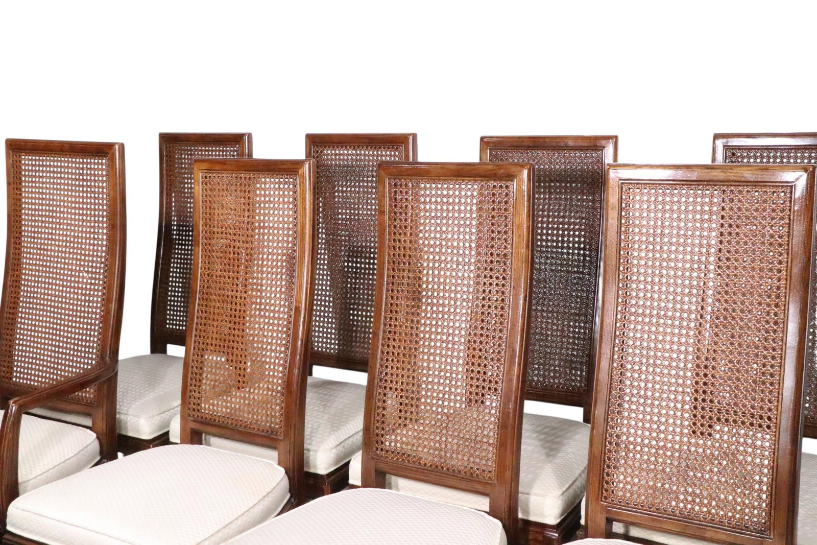 Set of Ten Cane Back Dining Chairs by Henredon C. 1980's - 11