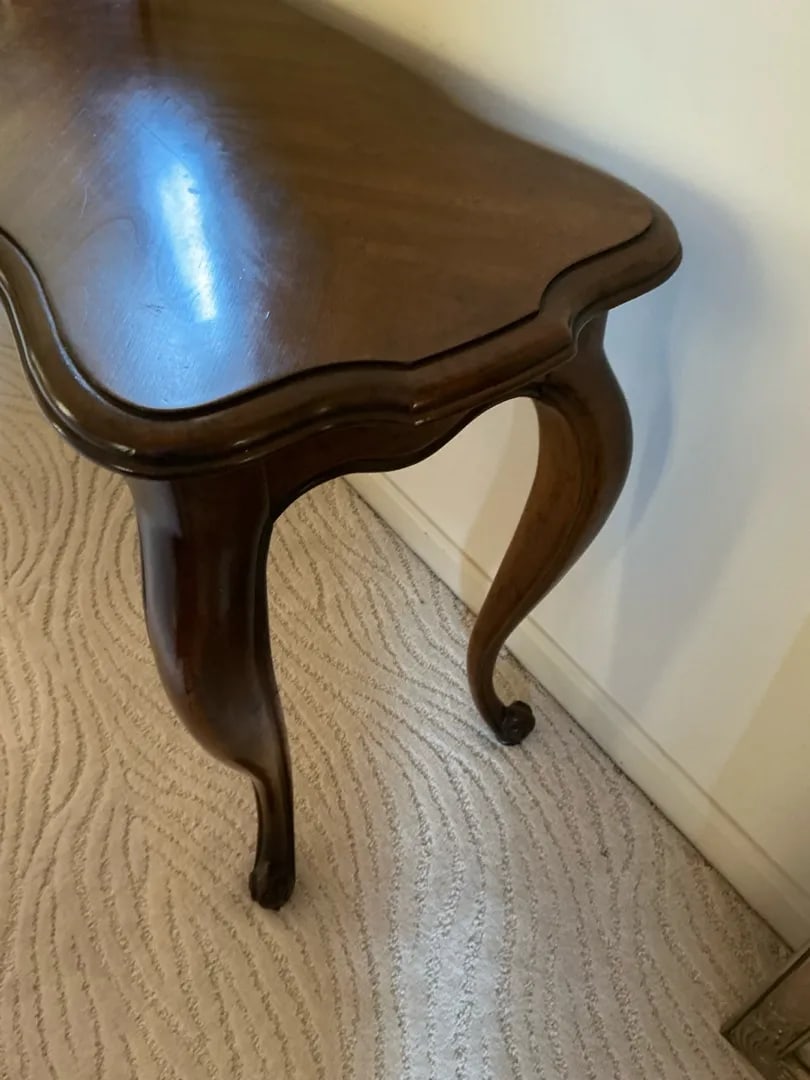 Vintage Drexel Heritage French Provincial Sofa Table / Console Table With Herringbone Parquet Top & - 4