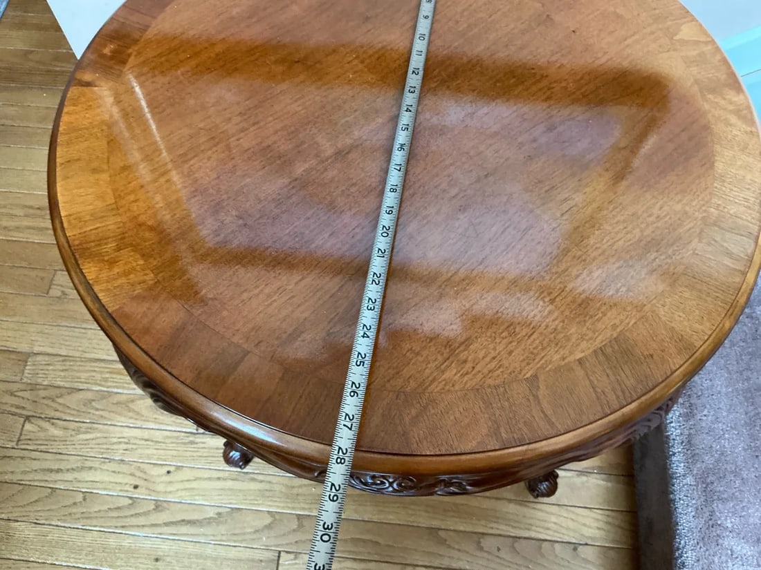 Vintage Henredon French Provincial Round Accent Table - Ornate Carved Wood Side Table - 3