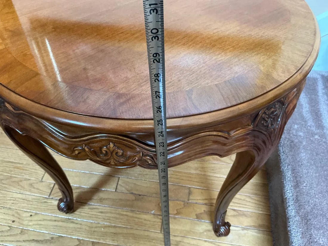 Vintage Henredon French Provincial Round Accent Table - Ornate Carved Wood Side Table - 6