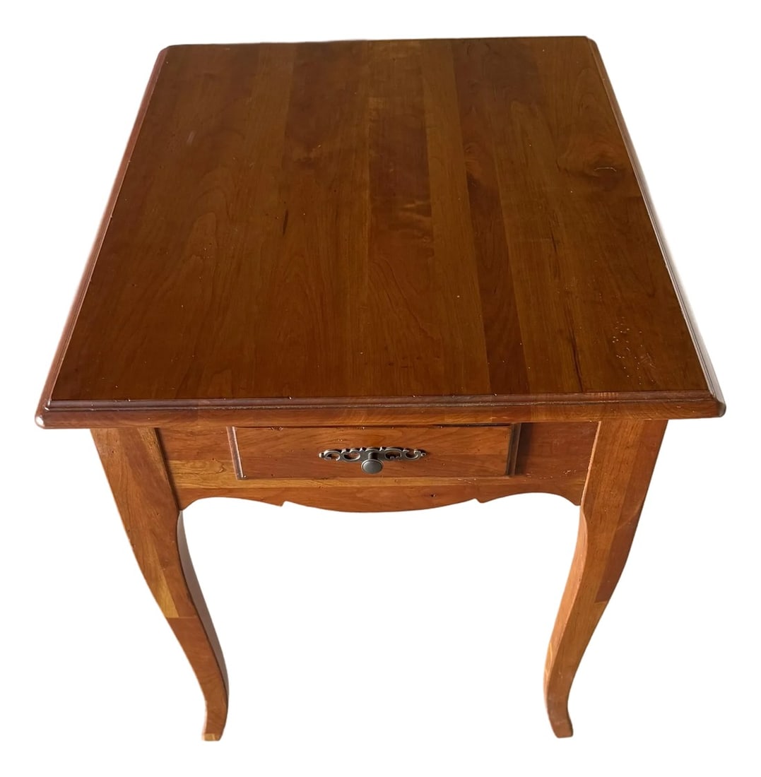 Mid 20th Century Ethan Allen Madison French Country Side Table: Ethan Allen Madison collection includes various Country French-inspired pieces including this end table. Crafted from solid wood featuring elegant, sometimes rustic designs characterized by French