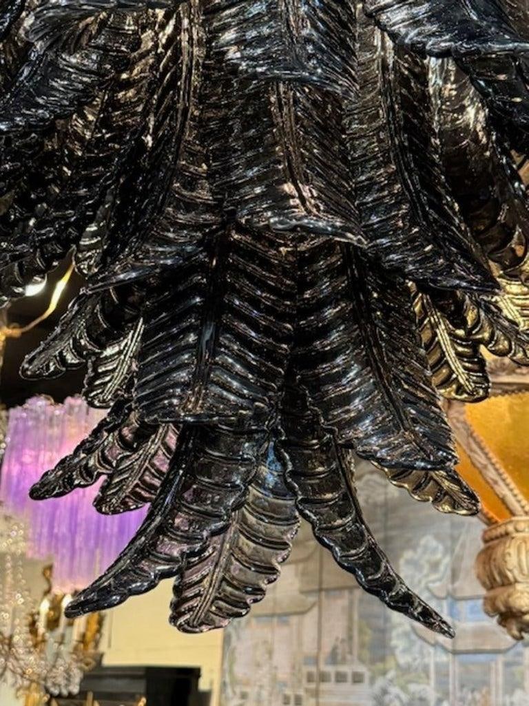 Black Murano Glass Palm Chandelier - 5