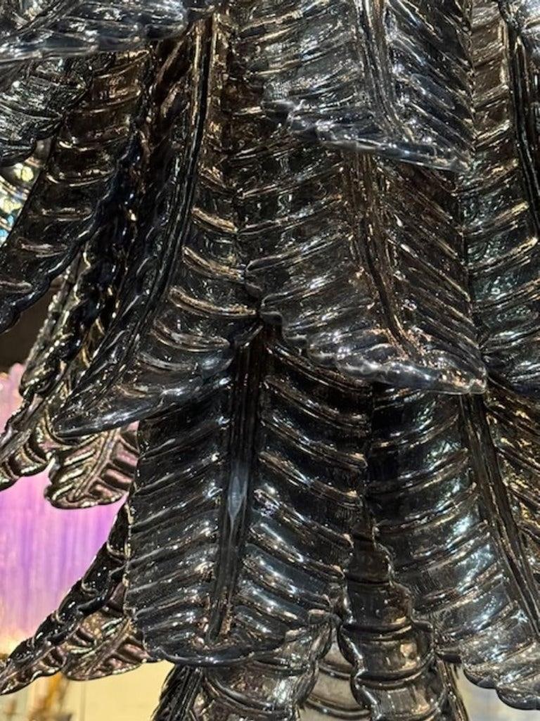 Black Murano Glass Palm Chandelier - 6