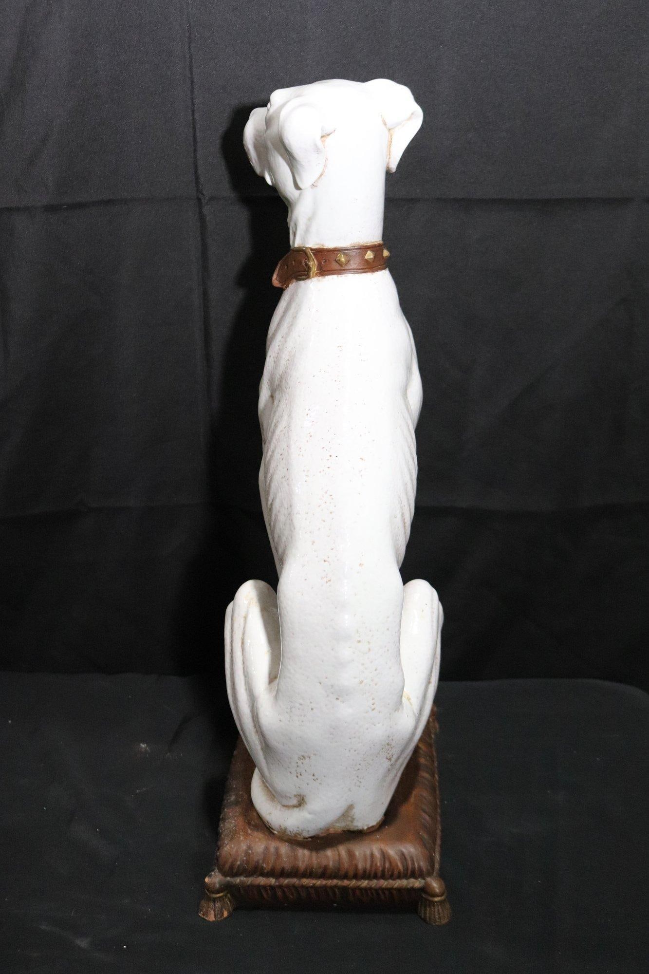 Beautiful Vintage Mid Century Greyhound Ceramic Statue Made in Italy, Signed - 4